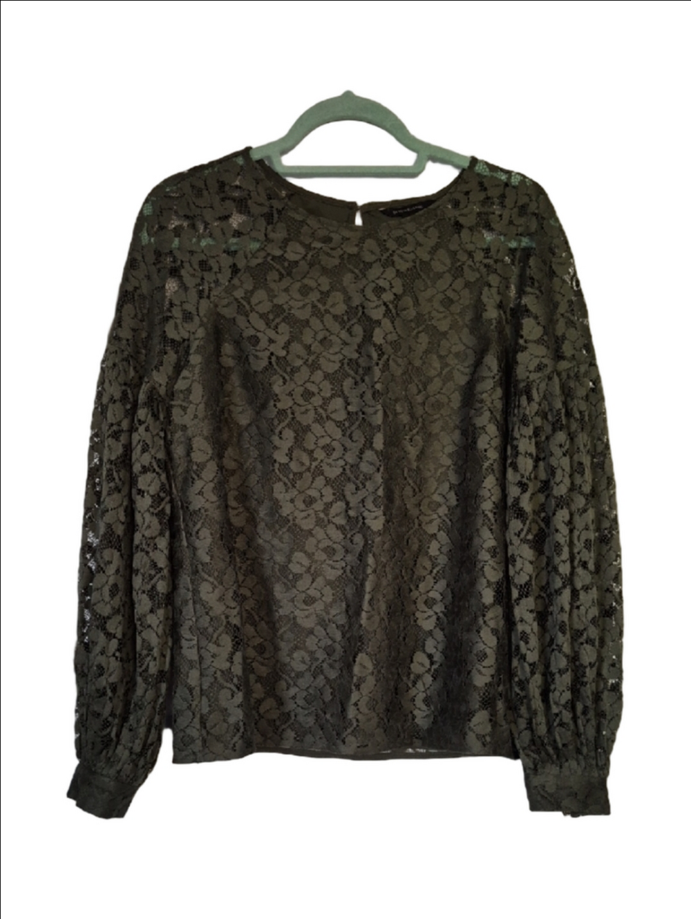 Banana Republic Olive Green Floral Lace Shell Blouse Top MED - Picture 1 of 12